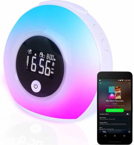 Boostiv Wake Up Light - Speaker Radio - Slaaphulpen - Bluetooth - Nachtlampje - Digitale Wekker - Wekker - Ambilight - Radio's