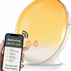 ProSova Wake Up Light Met App Pro - Slaaptrainer - Wekkerradio - Nachtlamp - Dubbele Wektijd - 7 Kleuren - USB Aansluiting - Google Home - + Gratis (E)-Slaapboek