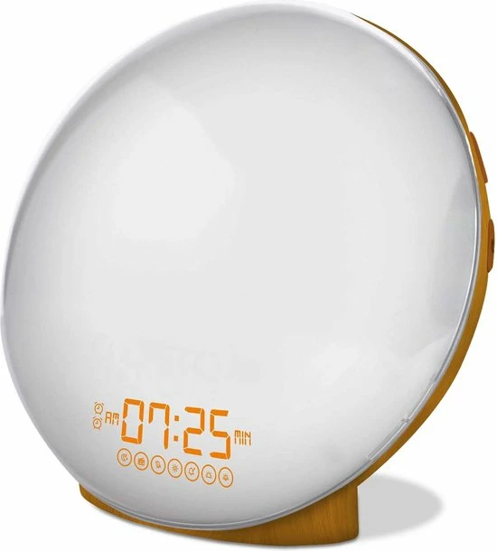 DistinQ Wake-Up Light ? Wifi Smart ? Wekkerradio Met Dubbele Wektijd ? Slaaphulp Met USB Aansluiting - Houtkleurig - Afbeelding 3