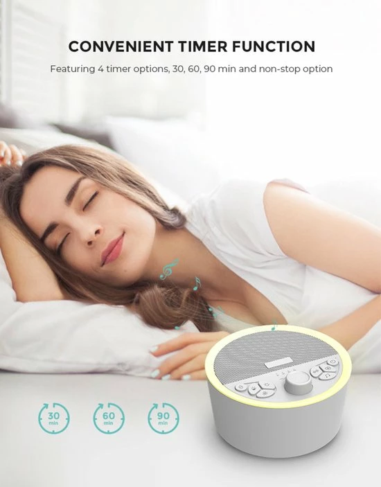 Labi Slaaptrainer - White Noise - Witte Ruis - 29 Geluiden - 7 Kleuren - Led - Afbeelding 6