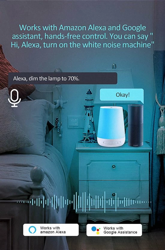 Oyka White Noise Machine - Brown Noise - Wekker - Led Verlichting Nachtlicht - Met Applicatie - Witte Ruis Apparaat - Slaap Routine - Baby Slaapmachine - Ontspanning En Relaxing - Afbeelding 7